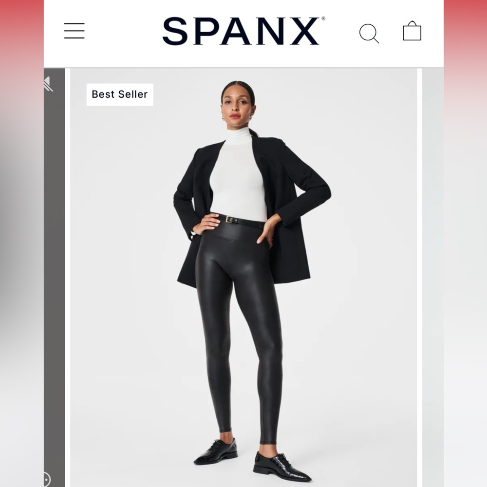 COPY - Spanx Faux Leather Leggings. Black. Size Small